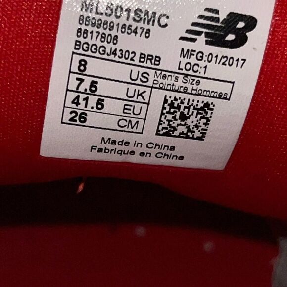 New Balance 501 RUNNING SHOE Mens ML501HXB Red Black Lace Up Low Top Size 8 - Picture 5 of 5